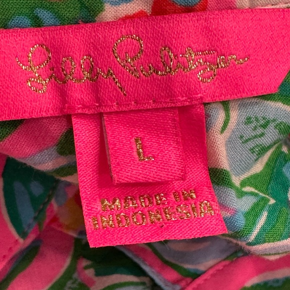 LILLY PULTIZER Bright Vibrant Shirt Dress Size Large VGUC - Picture 3 of 4